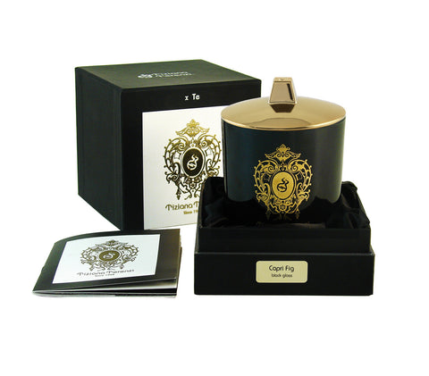 Tiziana Terenzi Capri Fig - Black Glass Gioconda Single Wooden Wick with Lid