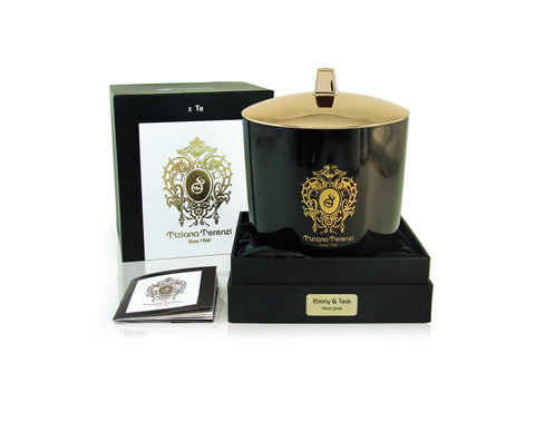 Tiziana Terenzi Ebony & Teck - Black Glass Camino Triple Wooden Wick with Lid